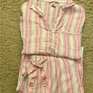 Victoria's Secret Pink and White Striped Pajama Set